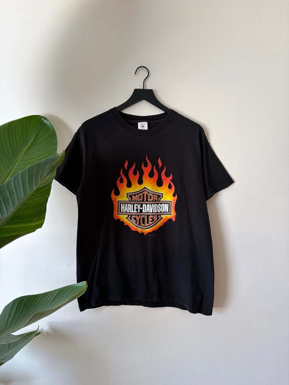 Vintage Harley Davidson Flame Logo T-Shirt Size M Black